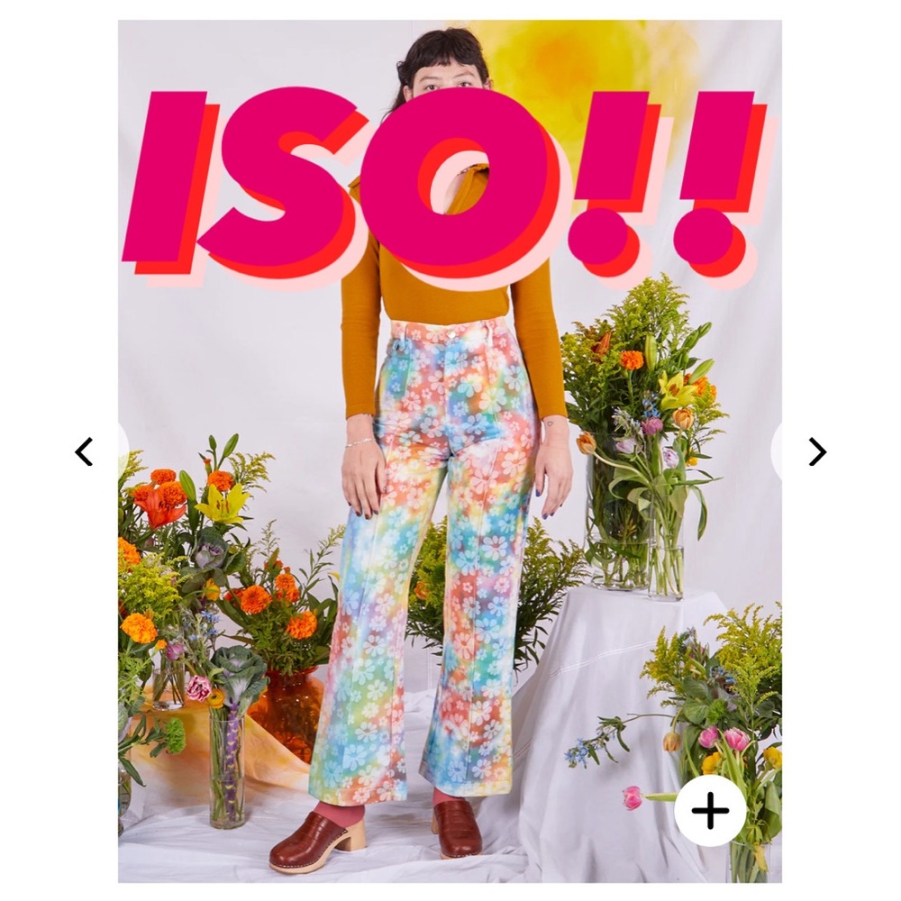 ISO Big Bud Press Lazy Daisy Jacquard Western Pants - Rainbow Tie Dye SIZES M/L